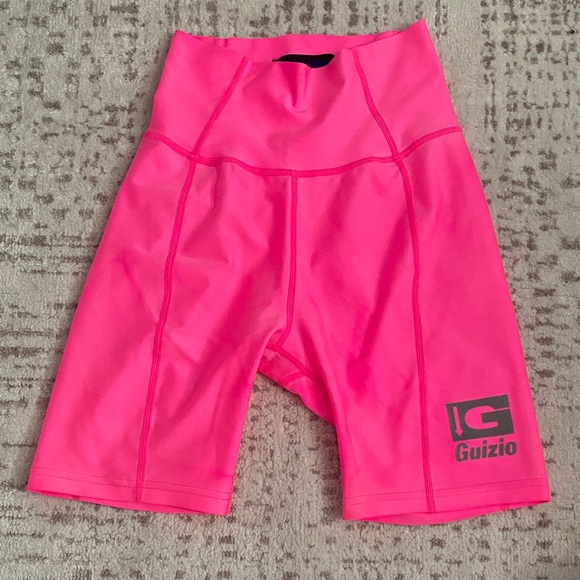 Danielle Guizio Neon Pink Bike Shorts - Picture 1 of 5